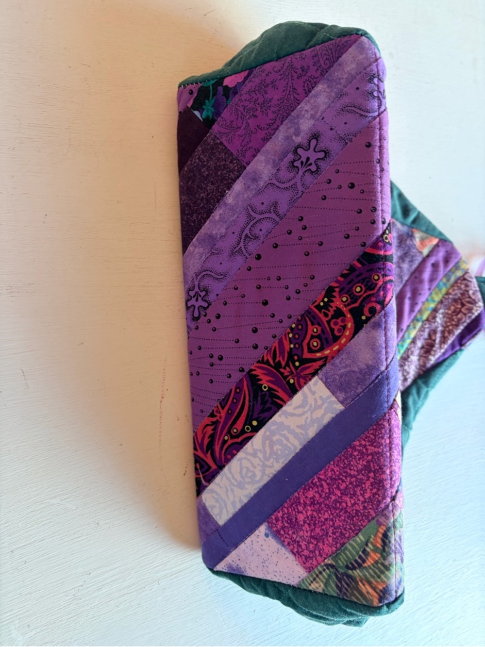 HANDMADE Quilted Patchwork Trapezoide-Shaped Handbag - Picture 2 of 7